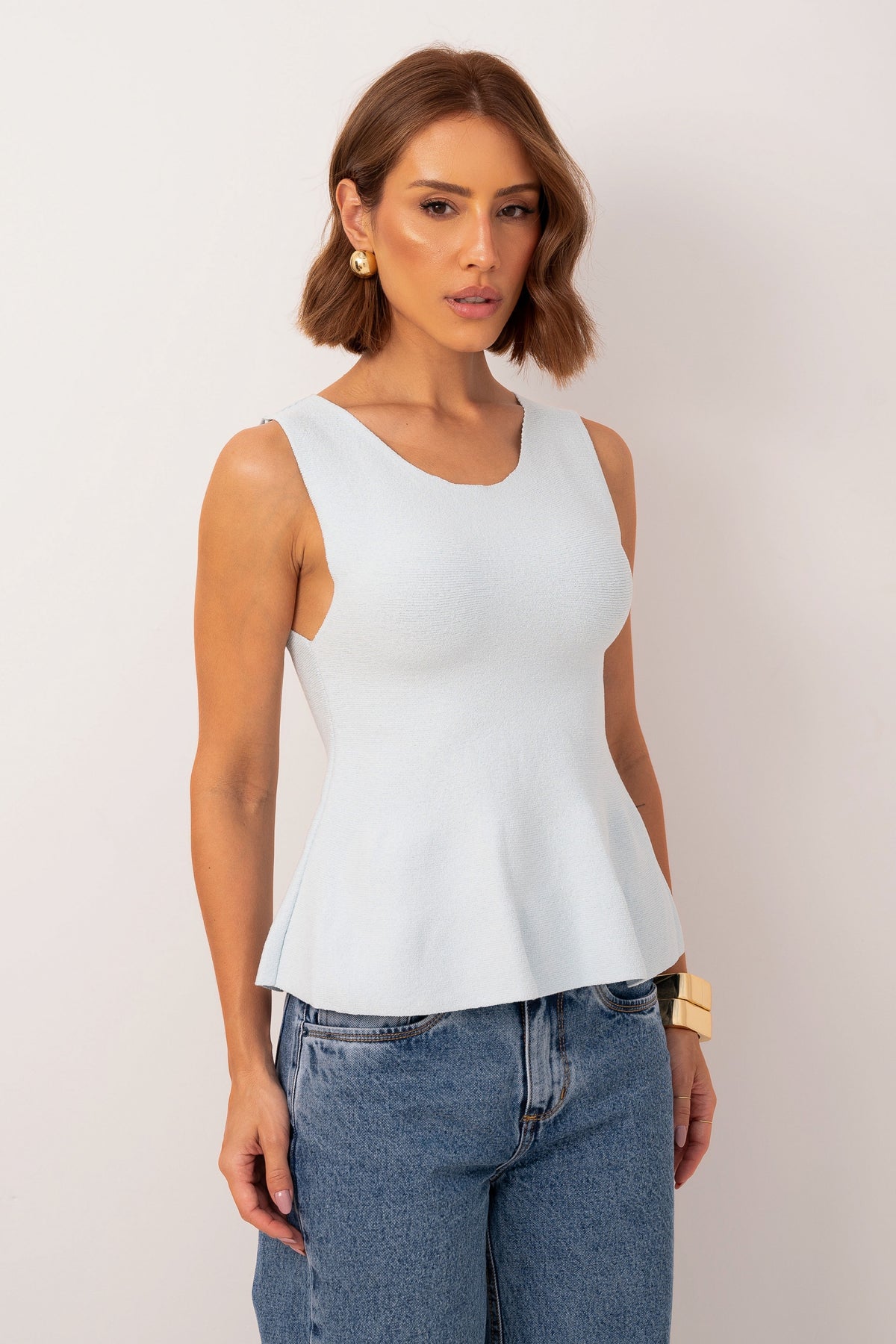 Blusa Peplum Cavado Tricot