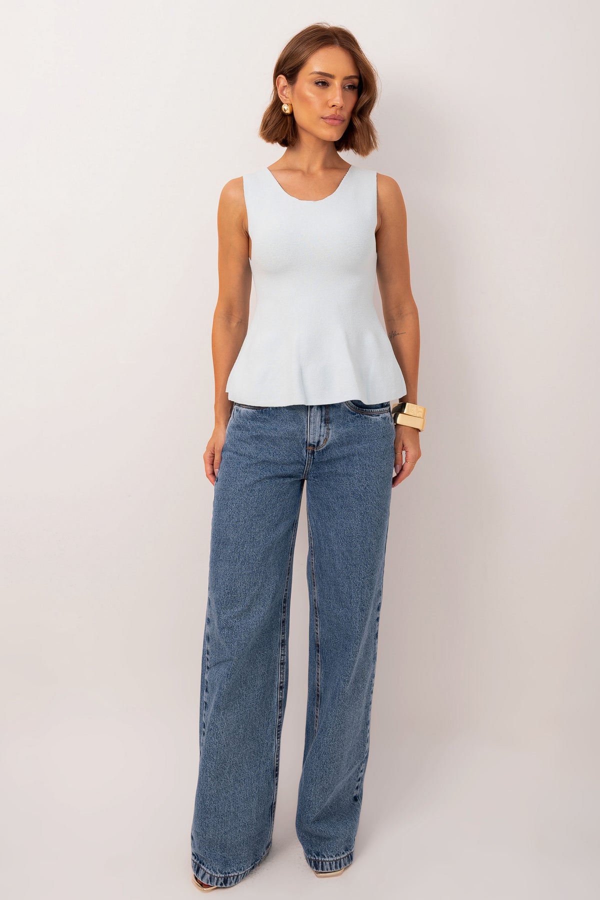 Blusa Peplum Cavado Tricot