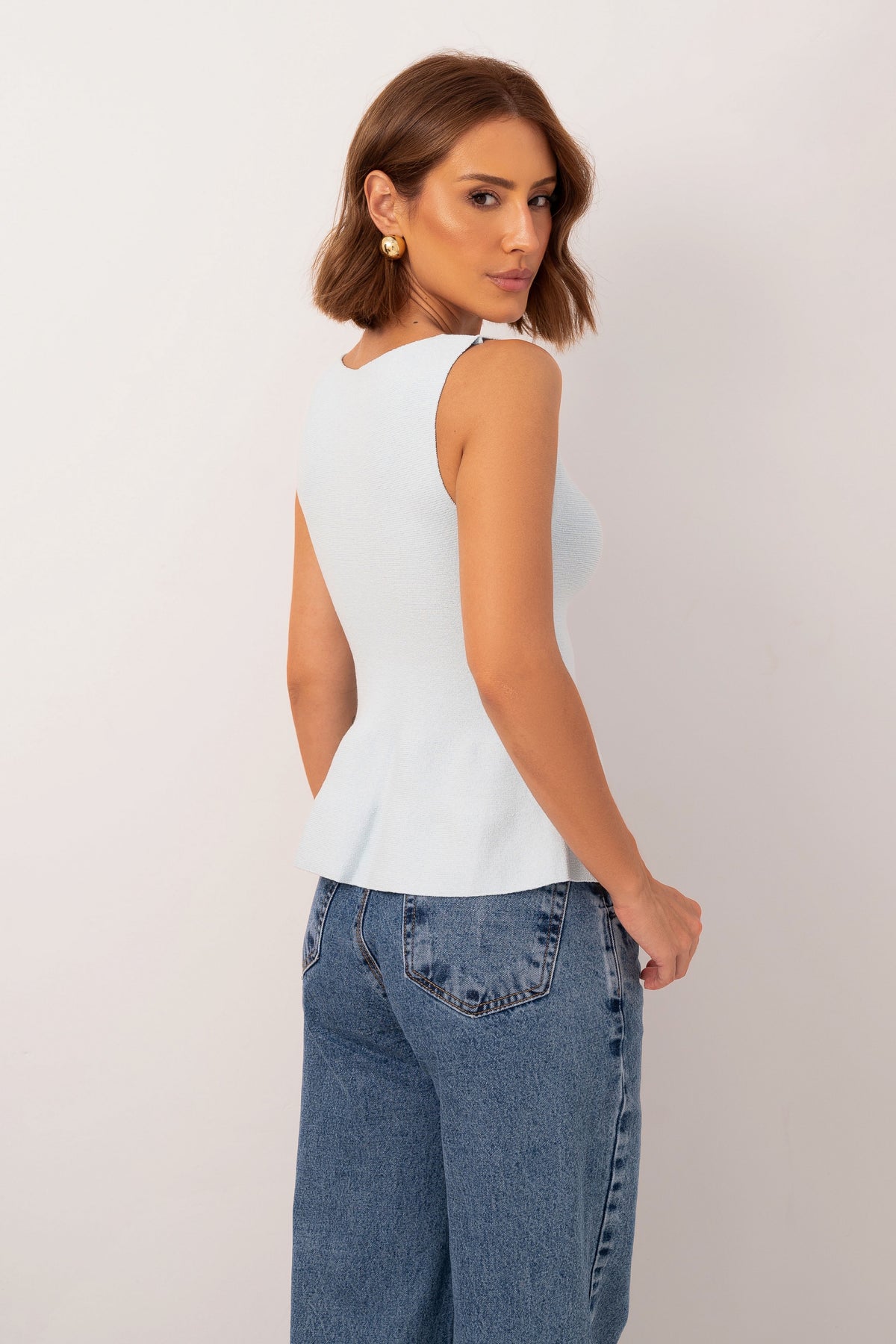 Blusa Peplum Cavado Tricot