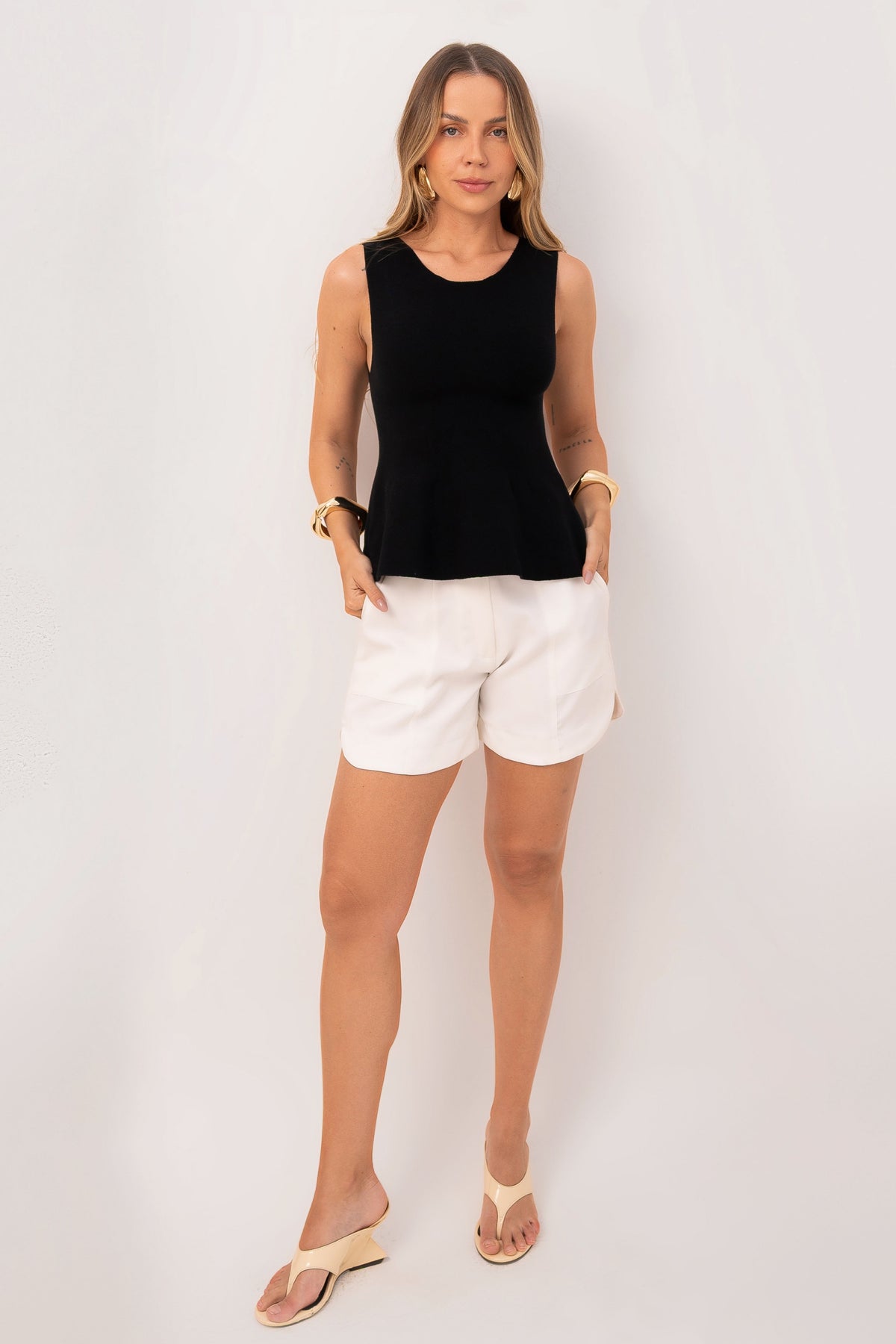 Blusa Peplum Cavado Tricot