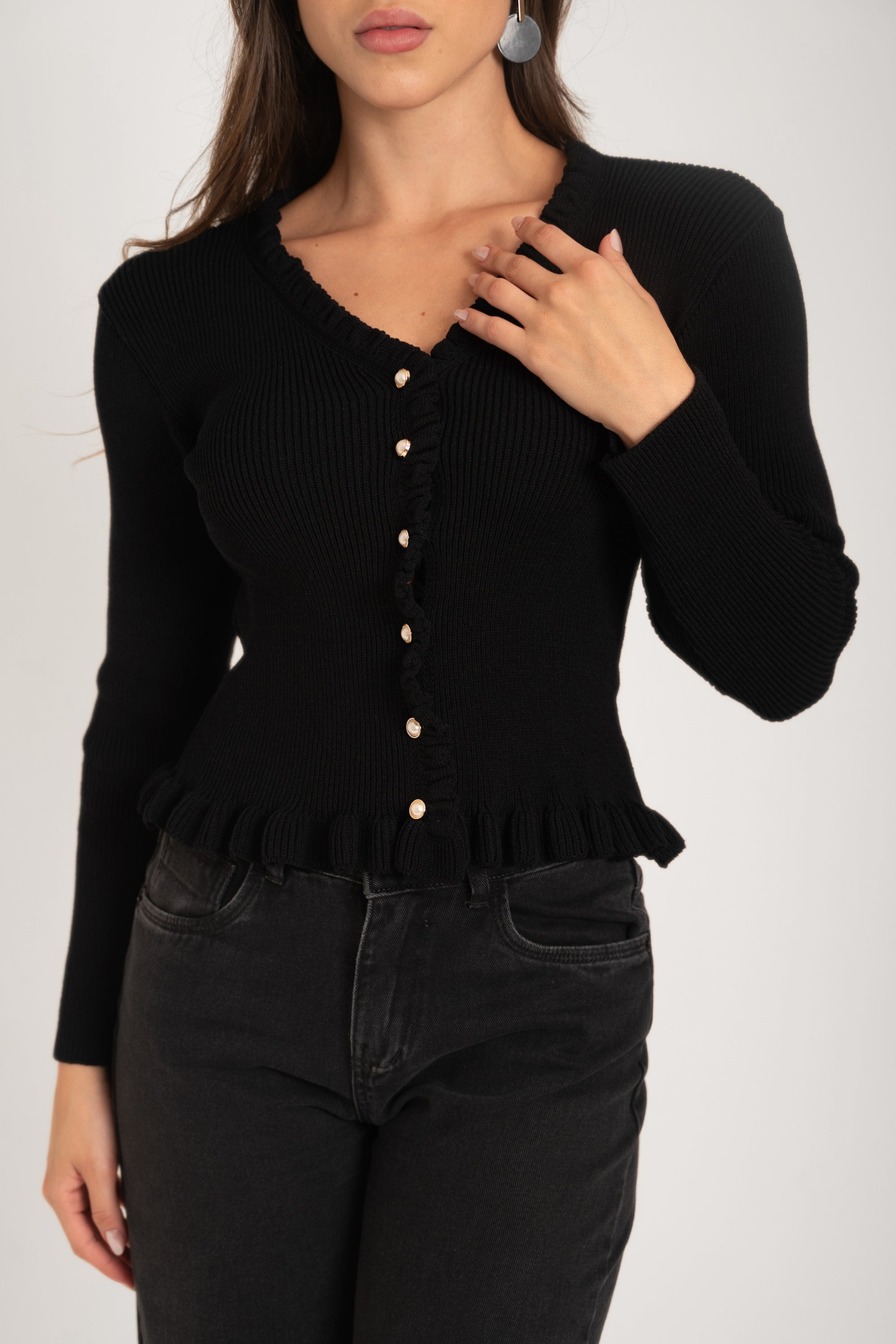 Cardigan Pérolas Tricot