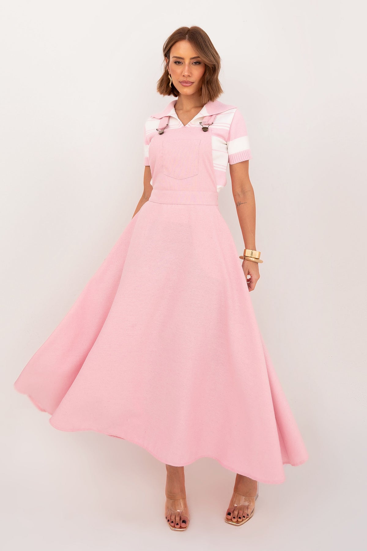 Jardineira Vestido Linho