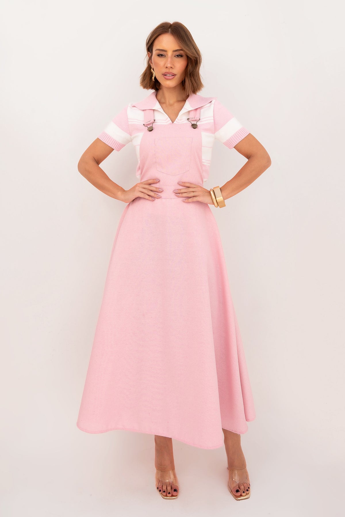 Jardineira Vestido Linho