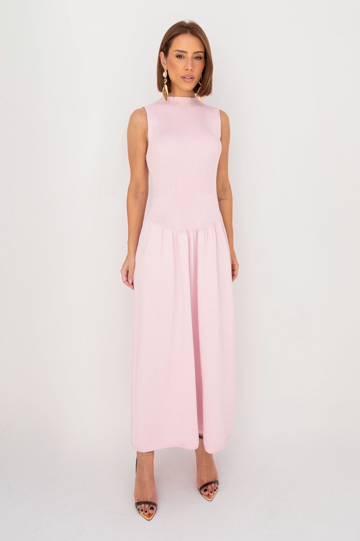 Vestido Midi Cavado Tricot