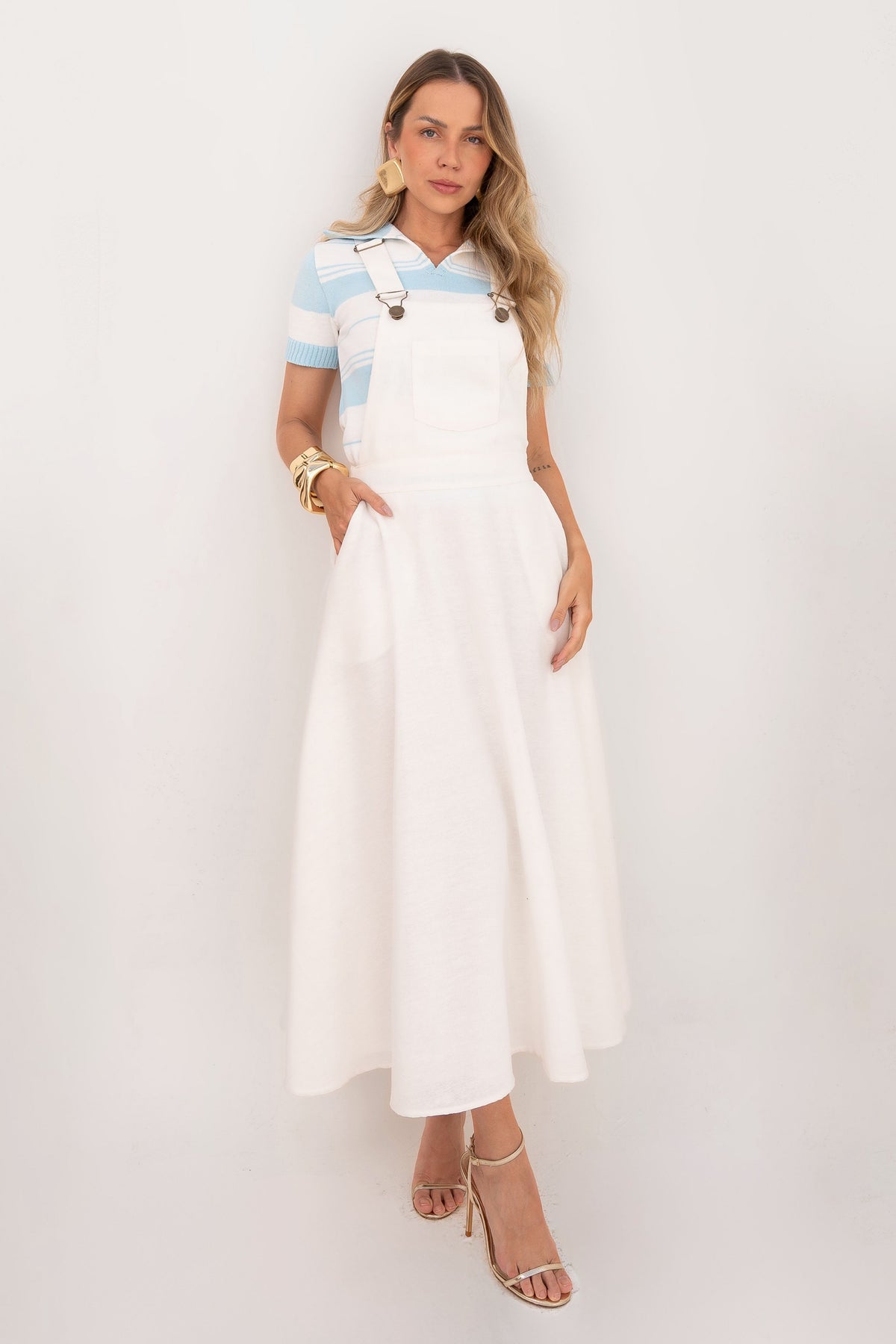 Jardineira Vestido Linho