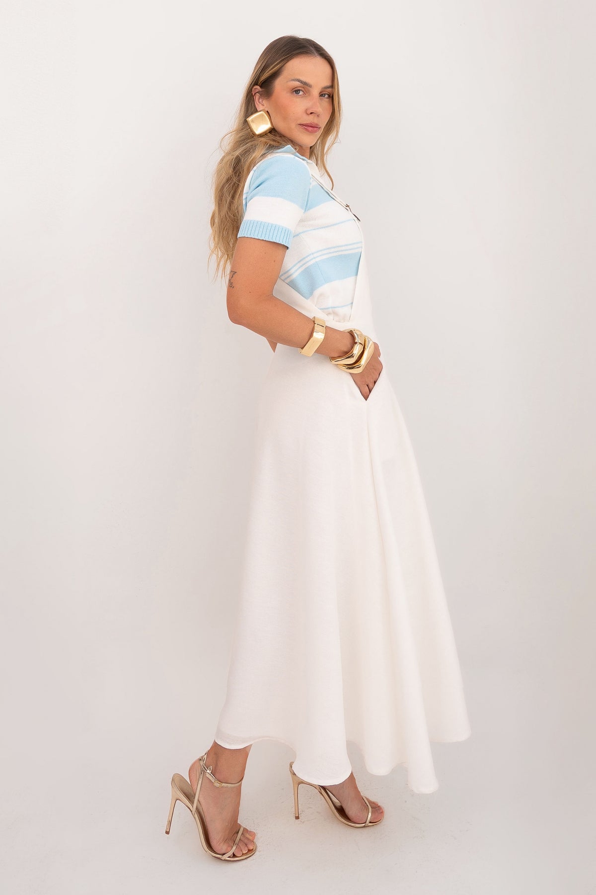 Jardineira Vestido Linho