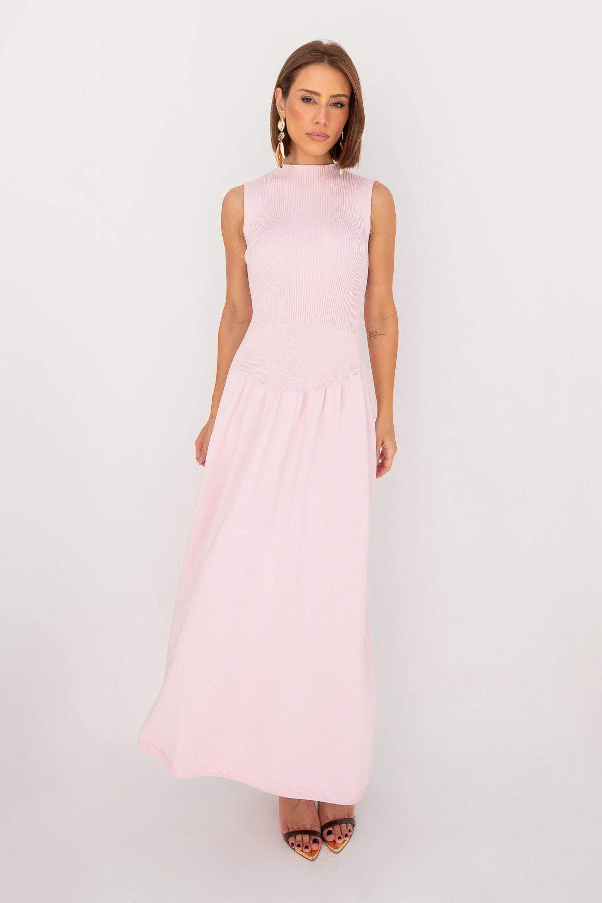 Vestido Midi Cavado Tricot
