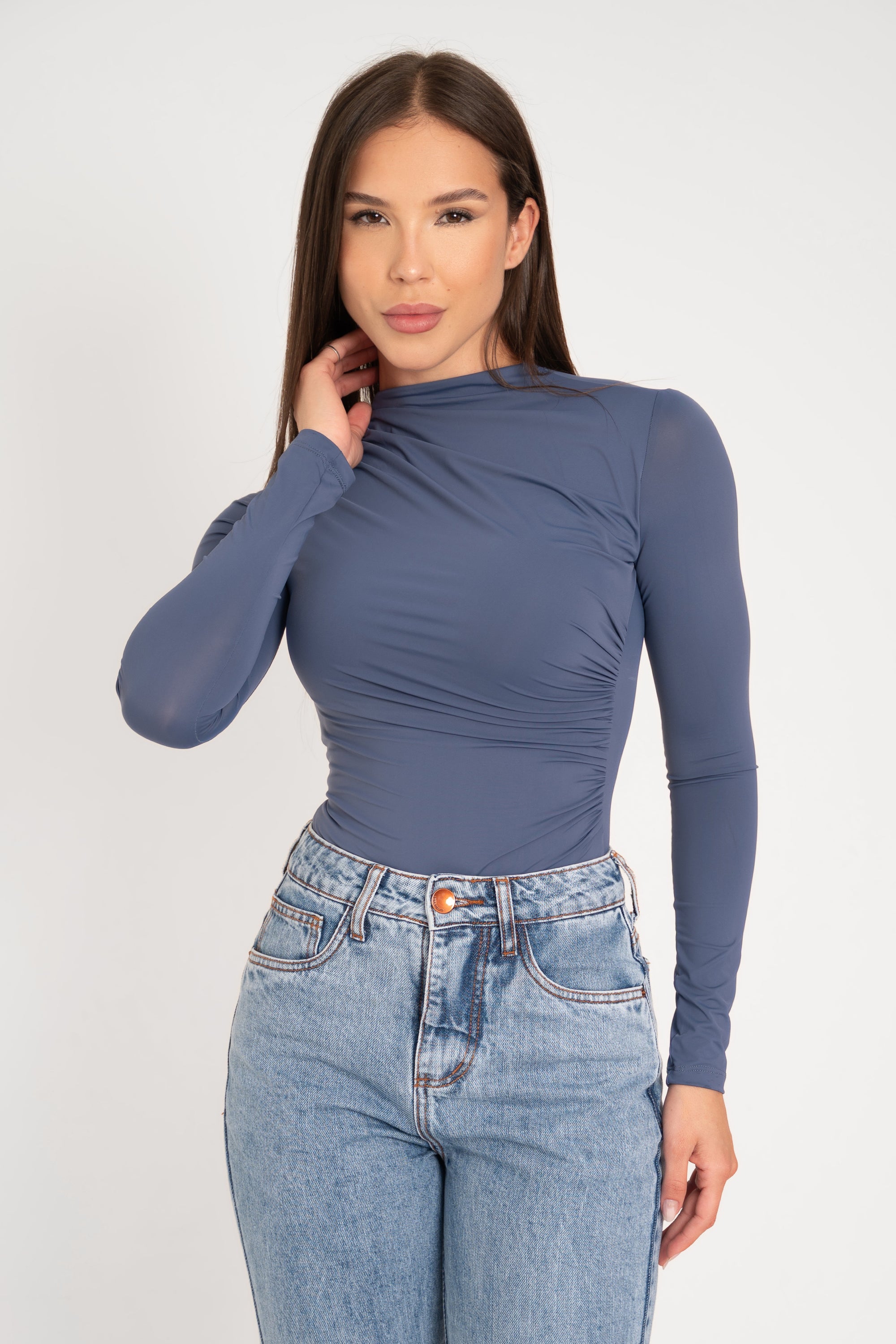 Body Drapeado Manga Longa