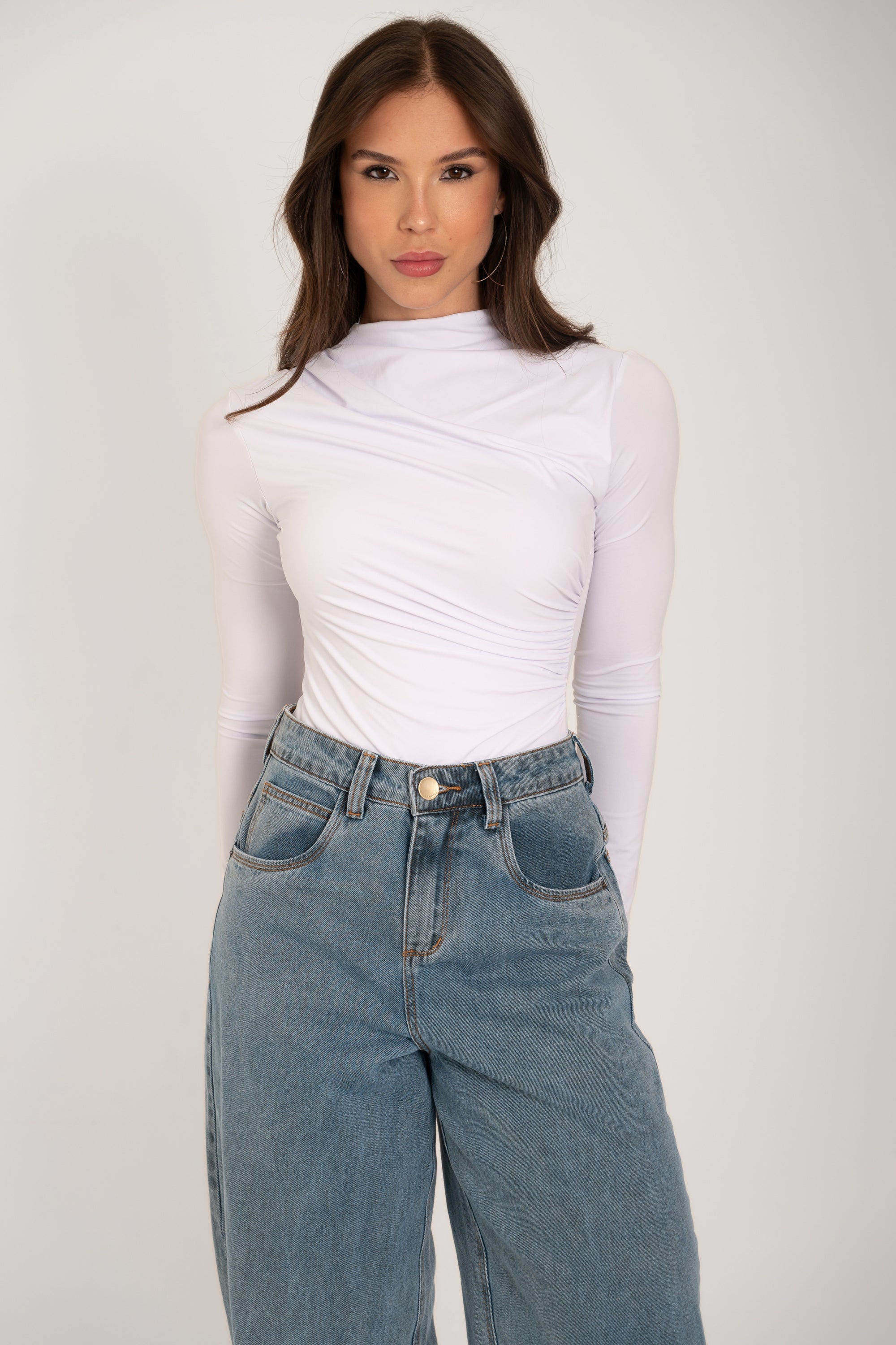 Body Drapeado Manga Longa